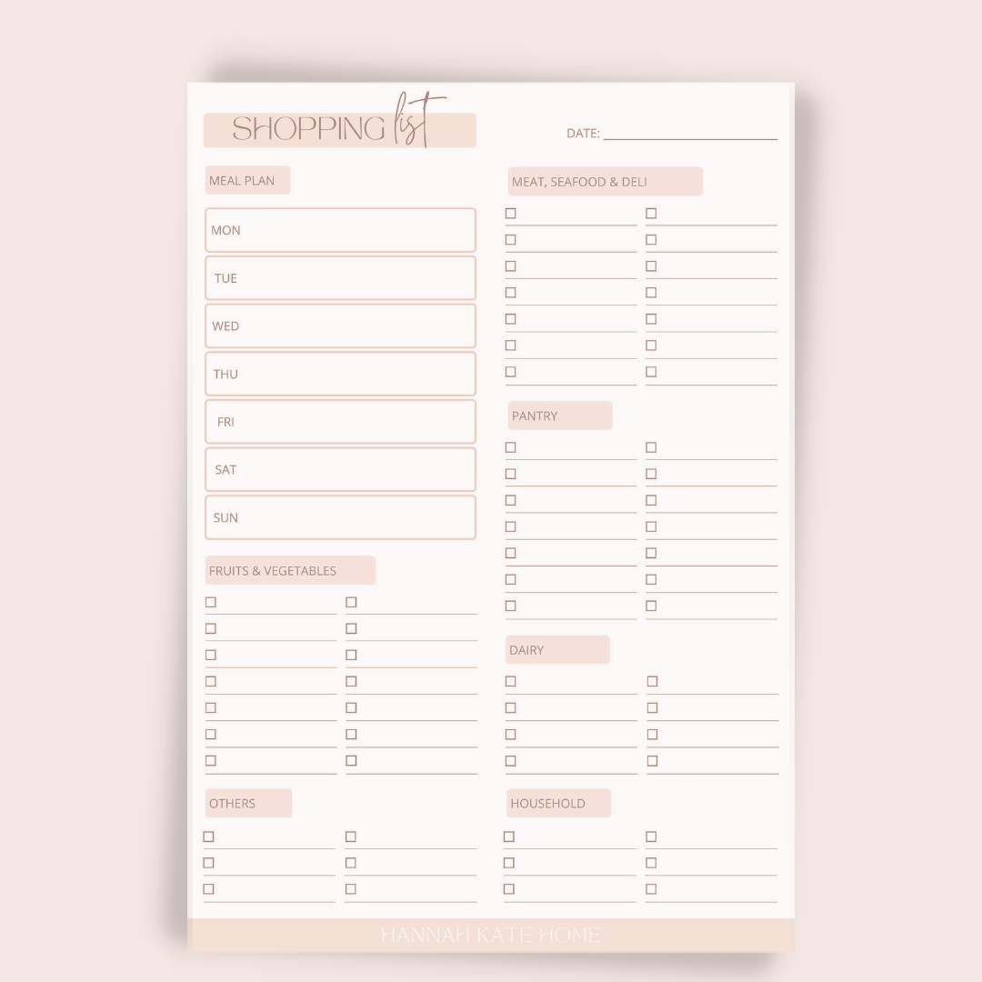 Meal Planner & Shopping List Notepad